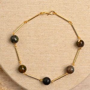 New two tone multi beaded necklace .